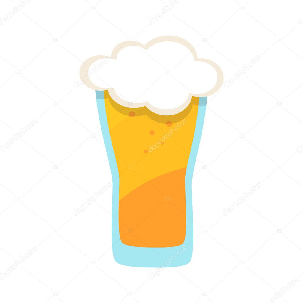 Full Glass Mug of Beer on white background. Stock Vector illustration.