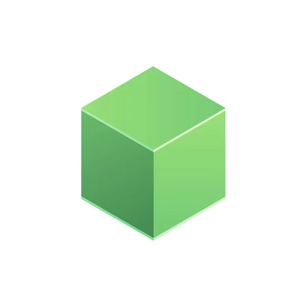 Derde kubus. Groene doos. Stock Vector illustratie voor uw grafisch ontwerp. — Stockvector