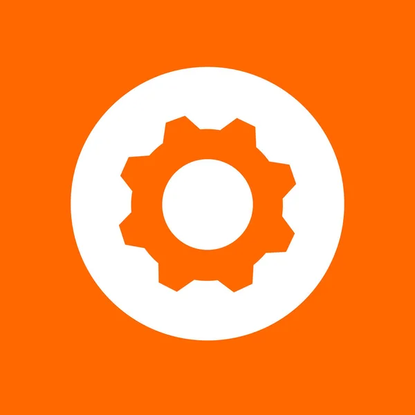 Un icono de señal de marcha. En círculo blanco sobre fondo naranja. — Vector de stock
