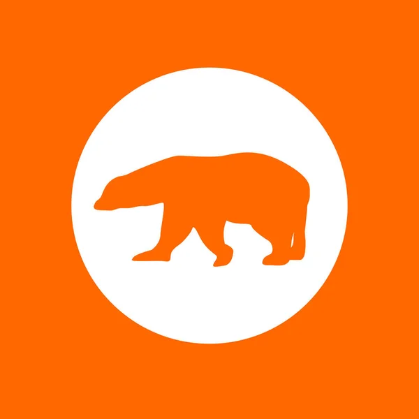 Ícone de símbolo de urso polar. Em círculo branco em um fundo laranja . —  Vetores de Stock