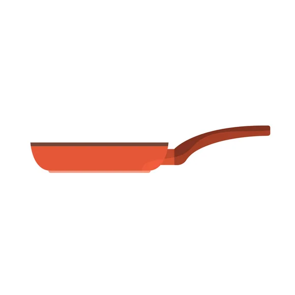 Poêle rouge avec poignée marron. Image vectorielle — Image vectorielle