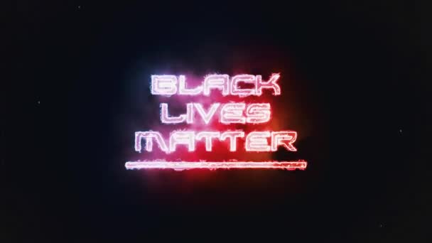 Black Lives Matter Hdループテキスト火災アニメーション 青と赤の色 カラフルな炎の書き込み効果を持つテキストアニメーション — ストック動画