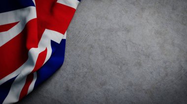 Beton zemin üzerinde Birleşik Krallık bayrağı. Kopyalama alanı olan İngiltere bayrağı arkaplanı