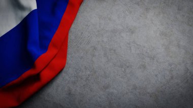 Beton zeminde Rusya bayrağı. Kopyalama alanı olan Rus bayrağı arkaplanı