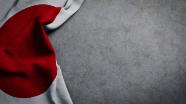 Japonya bayrağı beton zemin üzerinde. Kopyalama alanı olan Japon bayrağı arkaplanı