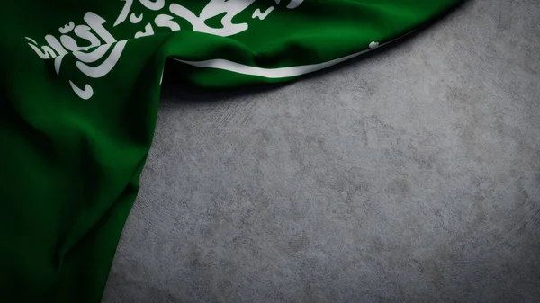 Szaúd Arábia Zászlója Betonon Szaúd Arábiai Zászló Háttér Másolási Hely — Stock Fotó