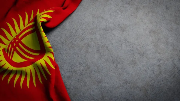 Bendera Kirgizstan Pada Latar Belakang Beton Latar Belakang Tanda Kirgizstan — Stok Foto