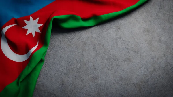 Beton Zemin Üzerinde Azerbaycan Bayrağı Kopyalama Alanı Olan Azerbaycan Bayrak — Stok fotoğraf