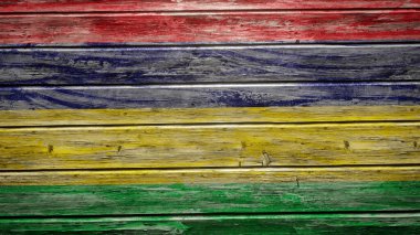 Mauritius bayrağı yıpranmış tahtalara boyanmış.
