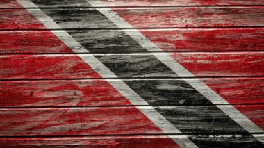 Trinidad ve Tobago bayrağı eskimiş tahtalara boyanmış.