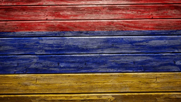 Drapeau Arménie Peint Sur Des Planches Bois Altérées — Photo