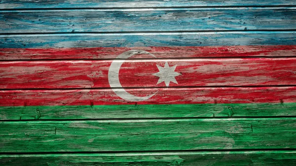 Aserbaidschanische Flagge Auf Verwitterte Holzplanken Gemalt — Stockfoto