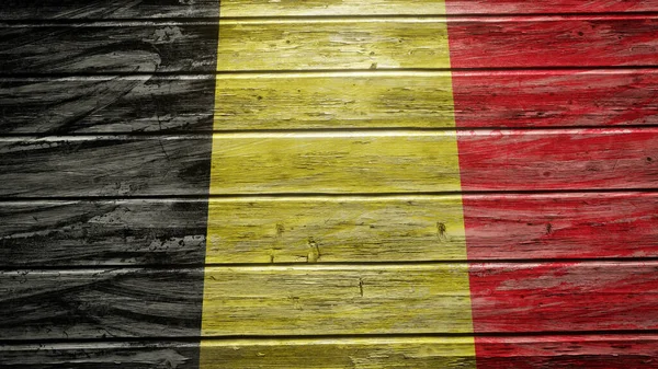 Bandeira Bélgica Pintada Tábuas Madeira Intemperizadas — Fotografia de Stock