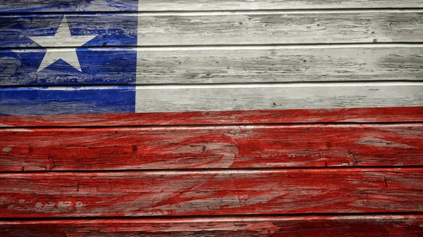 智利国旗涂在风化木板上 — 图库照片