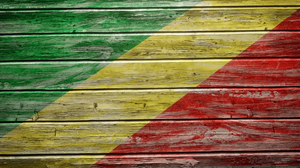 Republiek Congo Vlag Geschilderd Verweerde Houten Planken — Stockfoto