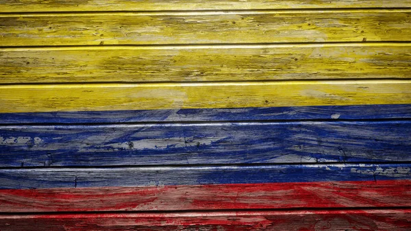 Bandeira Colômbia Pintada Tábuas Madeira Intemperizadas — Fotografia de Stock