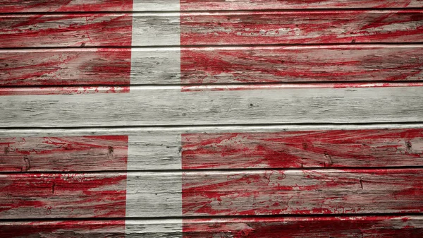 Danmark Flagga Målad Vittrad Trä Plankor — Stockfoto