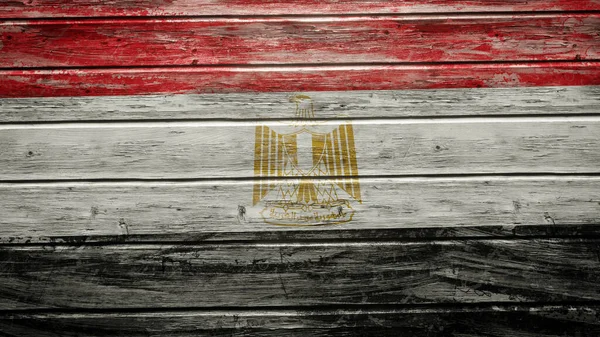 Egypt flag painted on weathered wood planks