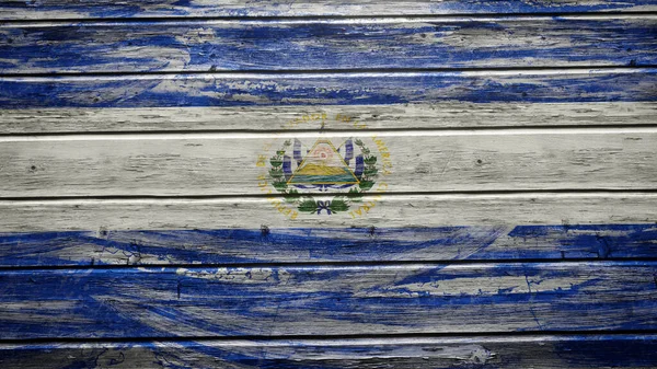 Salvador Flag Painted Weathered Wood Planks — Stock Photo, Image