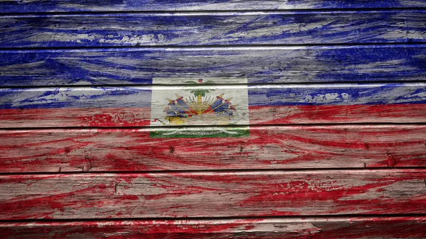Haiti Flagga Målad Vittrad Trä Plankor — Stockfoto