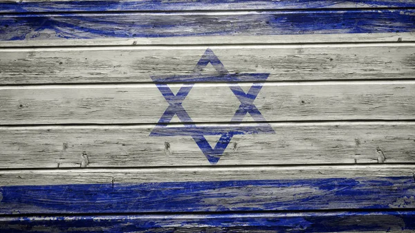 天気の良い木の板に描かれたイスラエル国旗 — ストック写真
