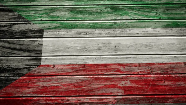 Kuwait Flag Painted Weathered Wood Planks — Stock Photo, Image