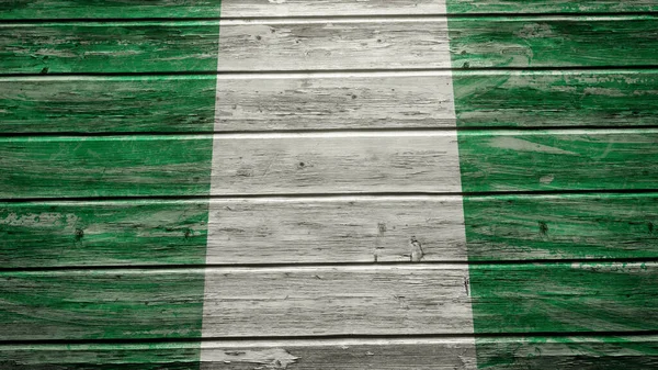 Nigerijská Vlajka Namalovaná Dřevěných Prknech — Stock fotografie