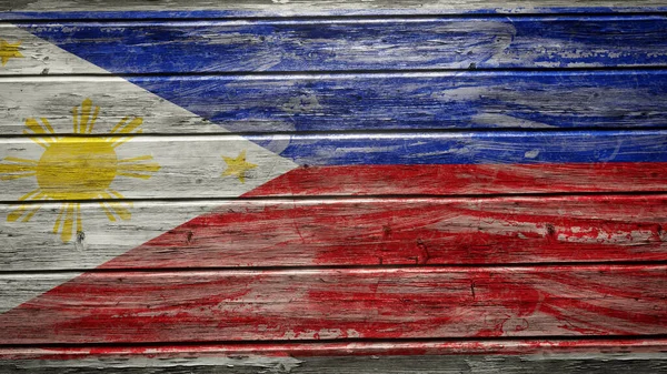 天気の良い木の板に描かれたフィリピンの旗 — ストック写真