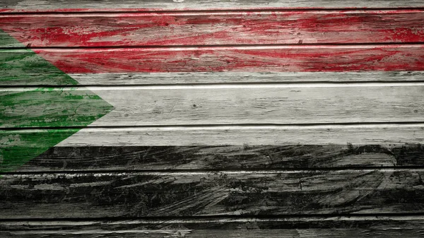 Sudan Flag Painted Weathered Wood Planks — Stock Photo, Image
