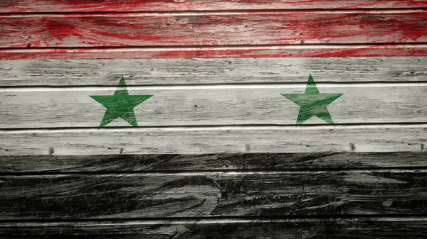 Сирійський Прапор Намальований Вивітрюваних Дерев Яних Дошках — стокове фото