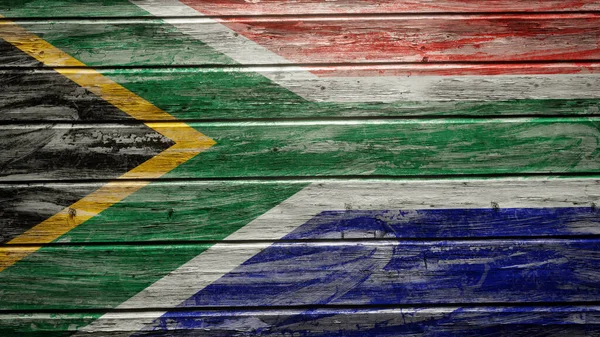 Bandeira África Sul Pintada Tábuas Madeira Resistida — Fotografia de Stock