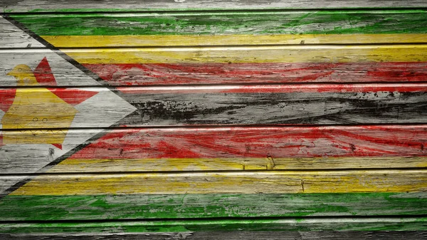 Zimbabwe Zászló Festett Időjárású Deszkák — Stock Fotó