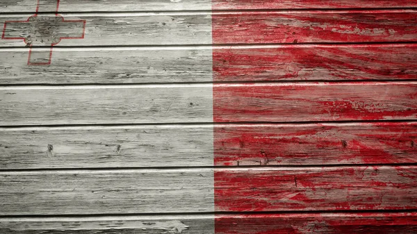 Malta Flag Painted Weathered Wood Planks Stock Image