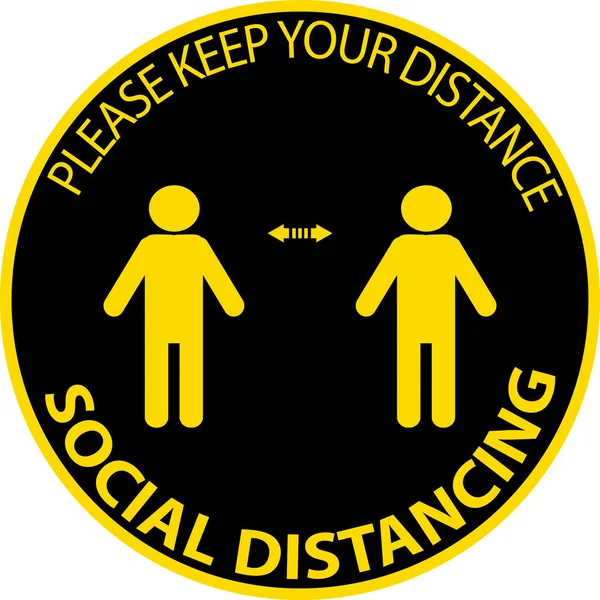 Stand Here Mantener Distancia Pictograma Distanciamiento Social Clip Art Signo — Vector de stock