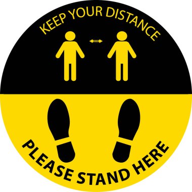 Stand Here  keep distance, Social distancing pictograph,clip art,sign