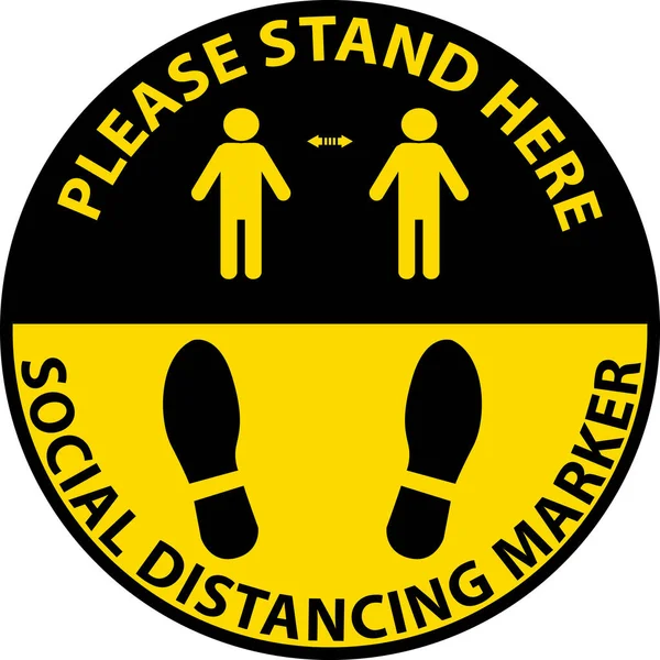 Stand Here Social Distancing Marker Pictogram Icon Sign Stock Illusztrációk