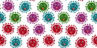 Kusursuz desen Corona Virüsü Renkli Vektör Çizimi, Duvar Kağıdı Tekstil Tasarımı 