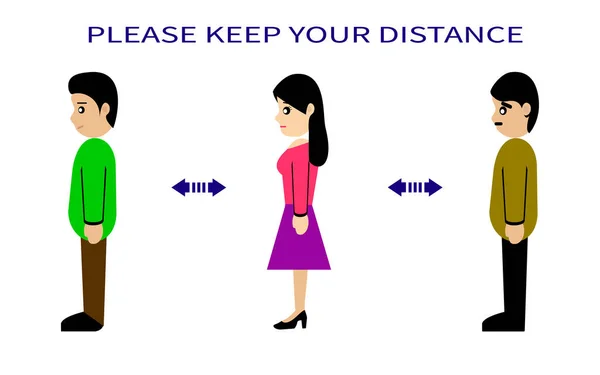 Zachować Dystans Porady Dotyczące Dystansu Społecznego Kasjer Kolejce — Wektor stockowy