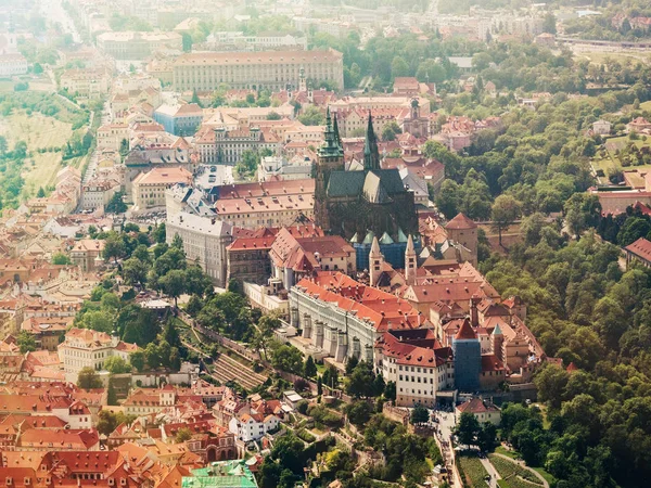 Aerial View Prague Castle Saint Vitus Cathedral Czech Republic Panoramic — Stock Photo, Image