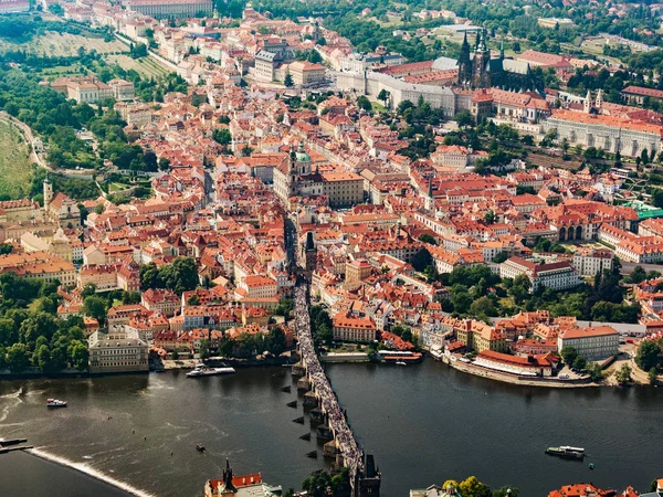 Luftaufnahme Der Karlsbrücke Blick Vom Luftschiff Auf Die Karlsbrücke Prag — Stockfoto