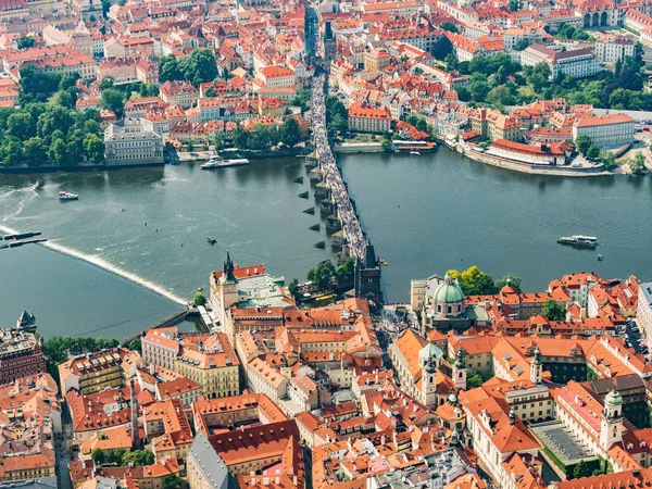 Luftaufnahme Der Karlsbrücke Blick Vom Luftschiff Auf Die Karlsbrücke Prag — Stockfoto