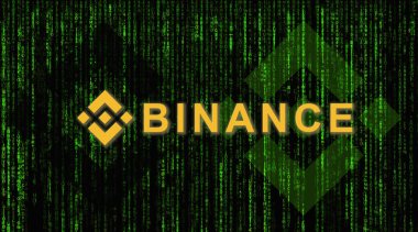 Binance bir finans borsası. Şifreli Para Birimi konsepti. Kripto para birimi BNB Binance madeni parası