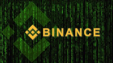 Binance bir finans borsası. Şifreli Para Birimi konsepti. Kripto para birimi BNB Binance madeni parası