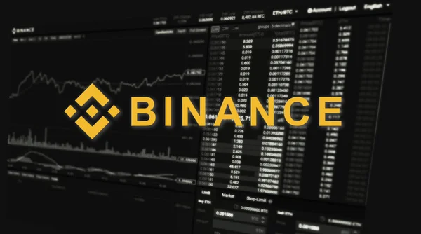 Binance bir finans borsası. Şifreli Para Birimi konsepti. Kripto para birimi BNB Binance madeni parası