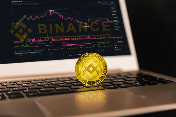 Binance is een valutamarkt Financiën. Crypto valuta achtergrond concept. Stockfoto