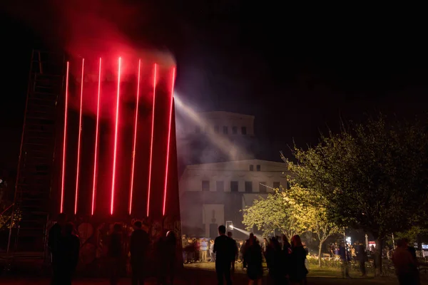 布拉格 2018年10月11日 灯光投射和烟雾效果在布拉格的信号灯节2018 捷克共和国 — 图库照片