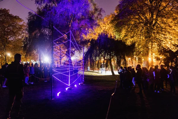 Praga Ottobre 2018 Illusioni Spaziali Effetti Luce Festival Praga Delle — Foto Stock