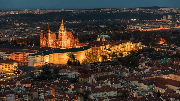 Malerisches Herbstabendpanorama Der Altstadtarchitektur Und Des Veitsdoms Prag Tschechische Republik — Stockfoto