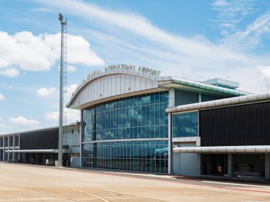 Livingston, Zambiya - 24 Kasım 2018. Harry Mwanga Nkumbula Uluslararası Havaalanı Livingstone, Zambiya, Afrika