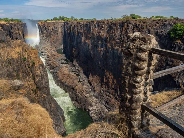 Victoria Falls Lado Zambia Uno Los Monumentos Naturales Africanos Más — Foto de Stock